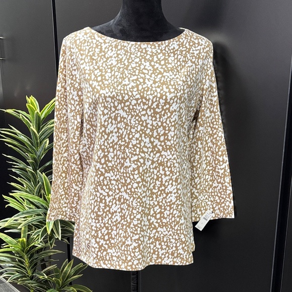 The Talbots Tee Three-quarter sleeve, scoop, neck,cotton stretch,pattern - Picture 1 of 9